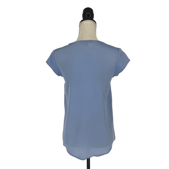 Repeat Cashmere Silk Top with Breast Pocket in Sky - Picture 12 of 12